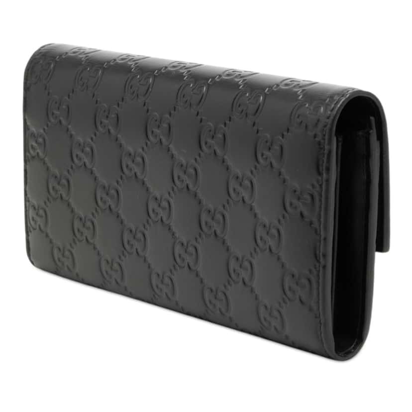 Gucci Guccissima Signature Crystal Cat Continental Wallet Black Leather Very good condition - Back View