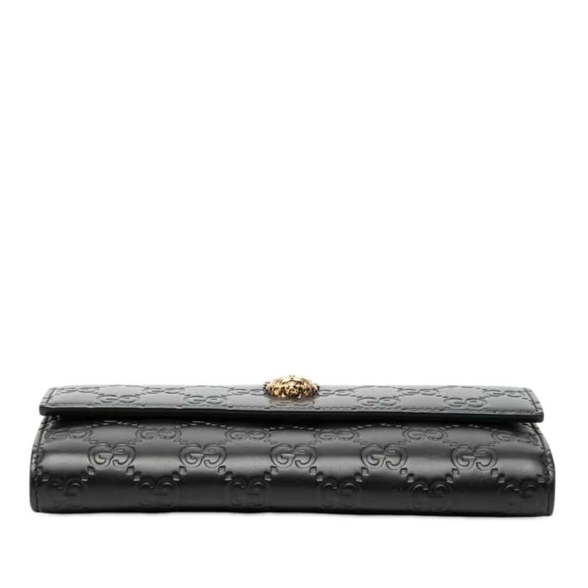 Gucci Guccissima Signature Crystal Cat Continental Wallet Black Leather Very good condition - Inside View