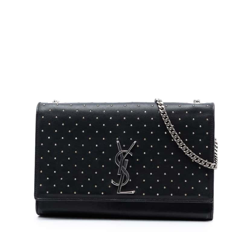 Saint Laurent Medium Leather Studded Monogram Kate Crossbody Black Leather Very good condition - Front View