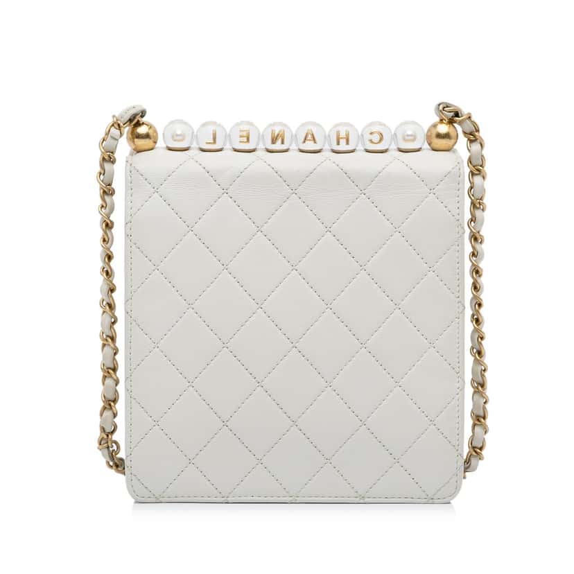 Chanel Mini Chic Pearls Crossbody White Leather Very good condition - Inside View