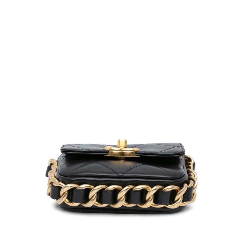 Chanel Mini Quilted Calfskin Framing Chain Flap Black Leather Very good condition - Inside View