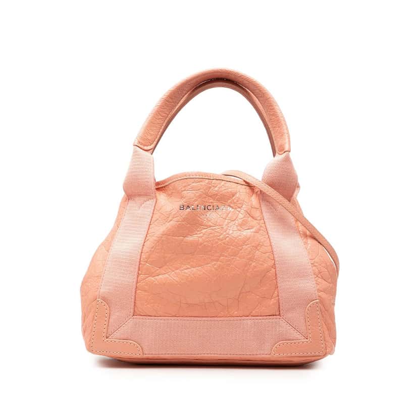 Balenciaga Lambskin Navy Cabas XS Pink Leather Very good condition - Front View