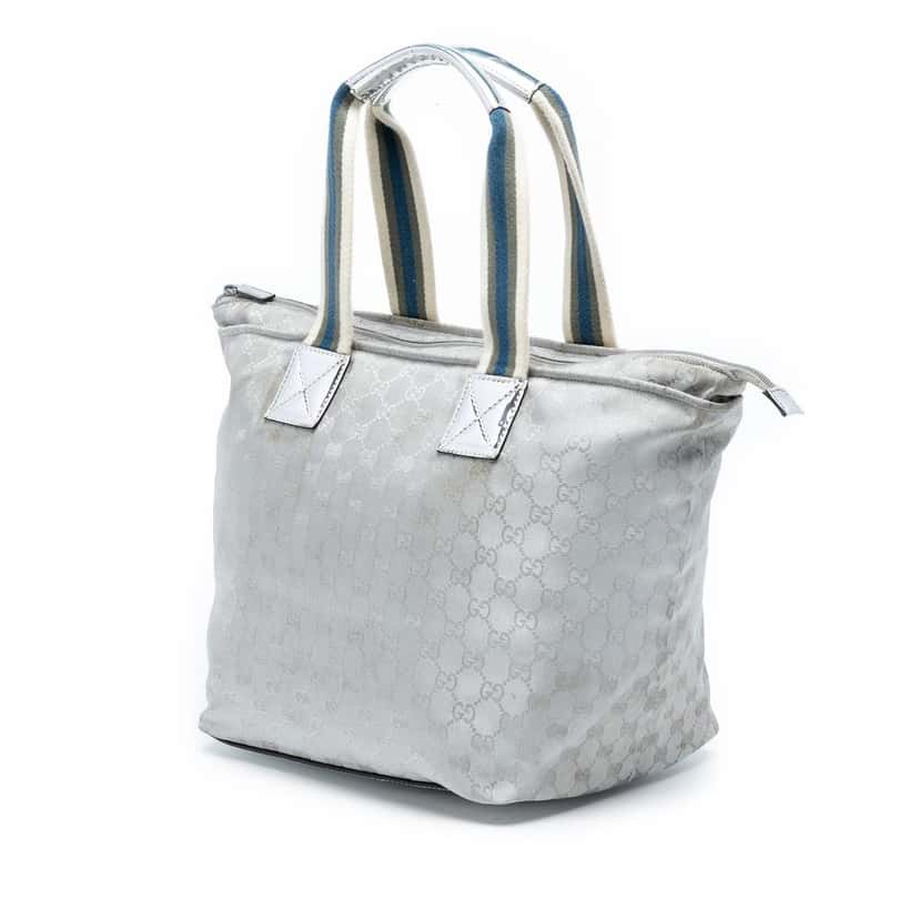 Gucci GG Canvas Web Tote Silver Very good condition - Back View