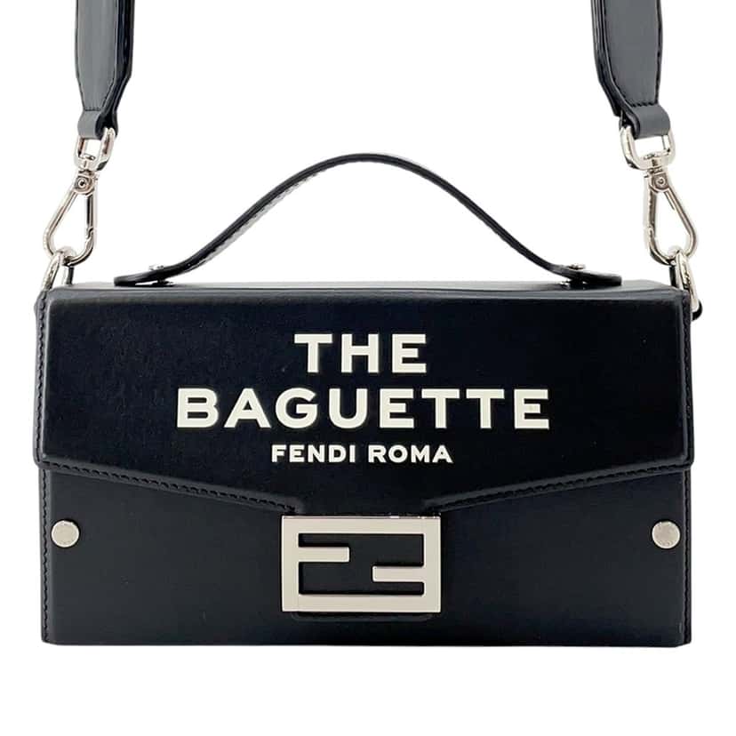 Fendi Marc Jacobs Leather Soft Trunk Baguette Satchel Black Leather Very good condition - Front View