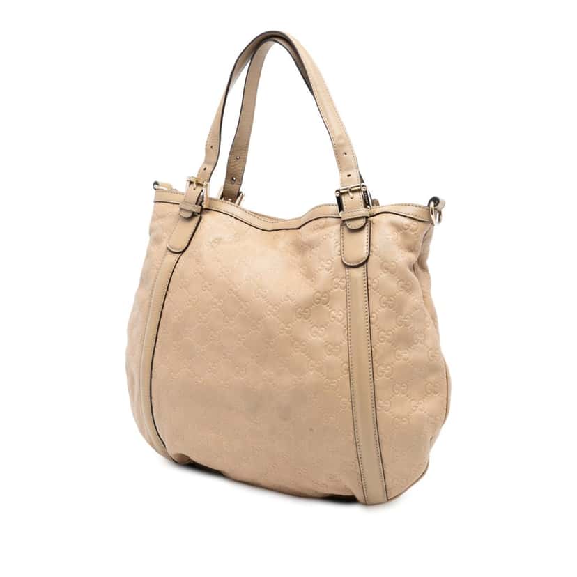 Gucci Medium Guccissima Web Britt Satchel Beige Leather Very good condition - Back View