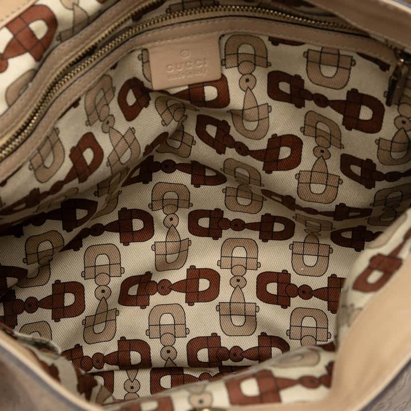 Gucci Medium Guccissima Web Britt Satchel Beige Leather Very good condition - Model View