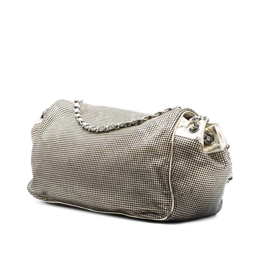 Chanel Perforated Lambskin Hollywood Accordion Flap Gold Leather Very good condition - Back View