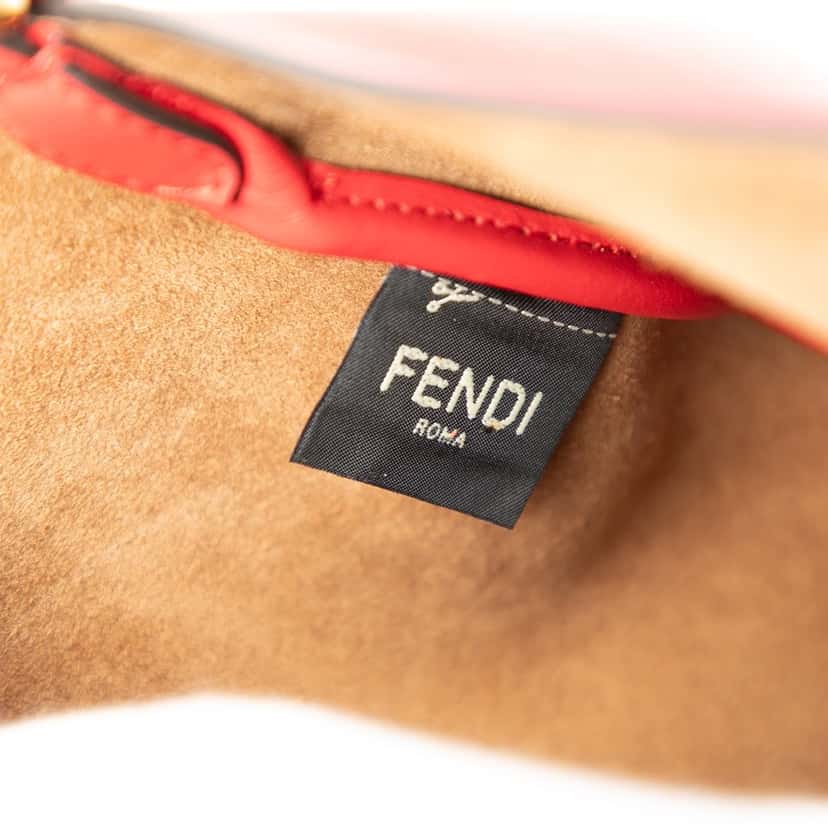 Fendi Small Leather Croissant Hobo Red Leather Very good condition - Box View