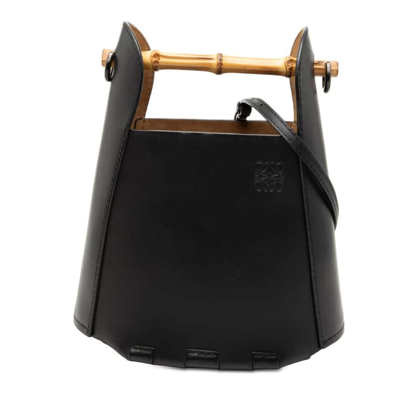 Loewe Calfskin Bamboo Bucket Bag Black Leather Very good condition - Front View
