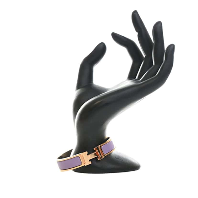 Hermès Narrow Enamel Clic H Bracelet PM Purple Very good condition - Front View
