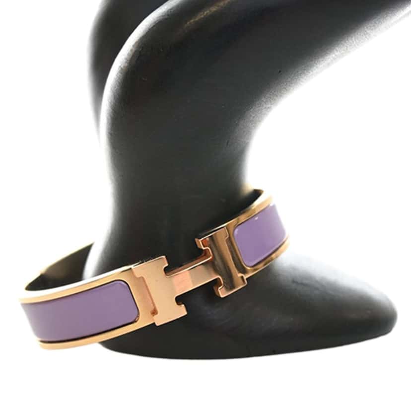 Hermès Narrow Enamel Clic H Bracelet PM Purple Very good condition - Back View