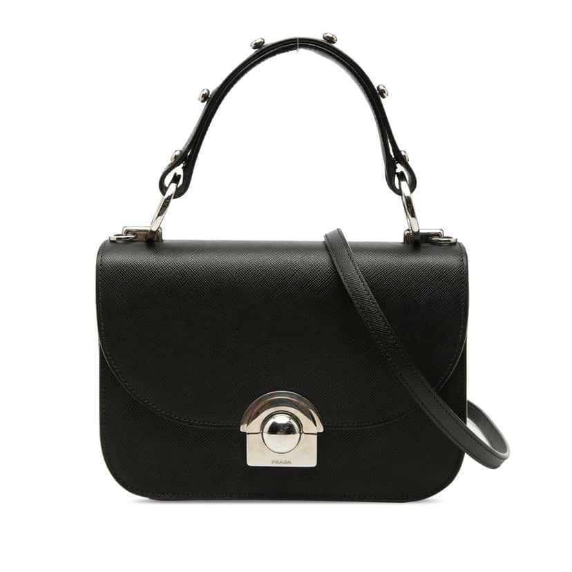 Prada Saffiano Lux Arcade Satchel Black Leather Very good condition - Front View