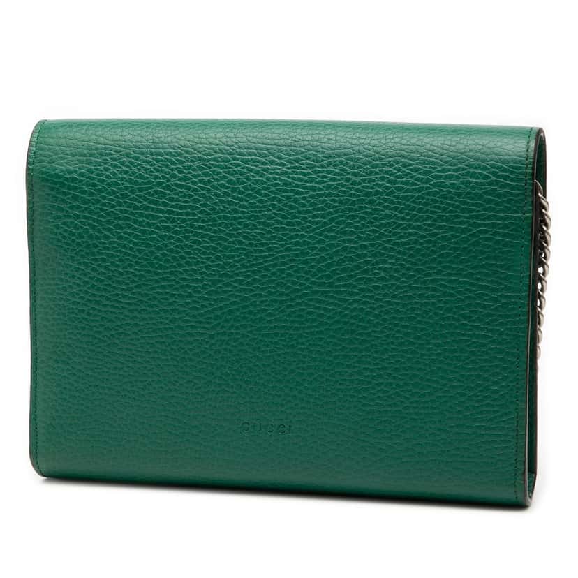 Gucci Calfskin Dionysus Wallet on Chain Green Leather Very good condition - Back View
