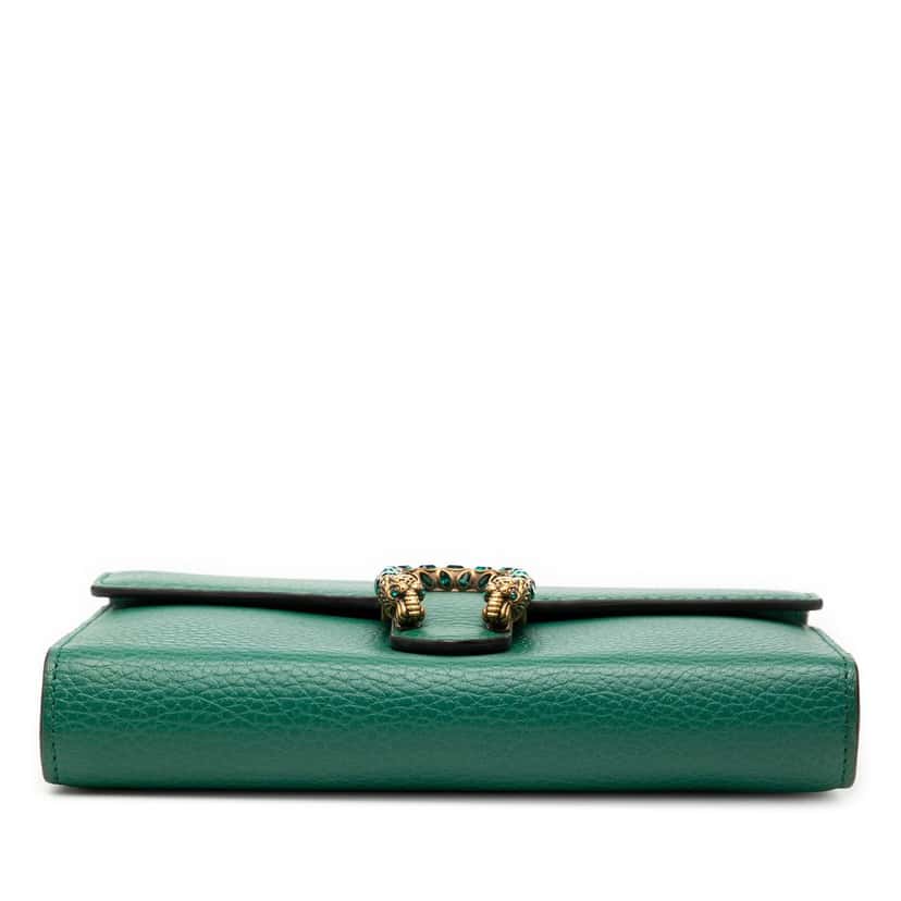 Gucci Calfskin Dionysus Wallet on Chain Green Leather Very good condition - Inside View