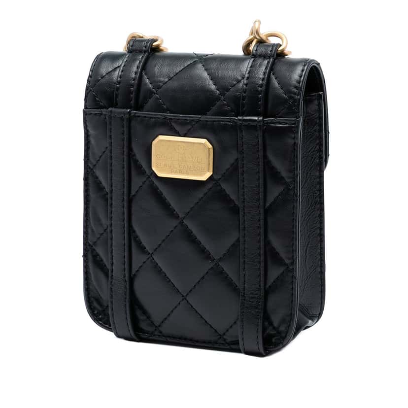 Chanel Mini Aged Calfskin City School Flap Black Leather Very good condition - Back View