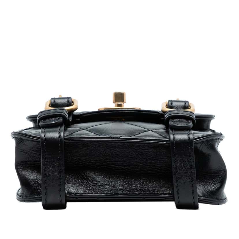Chanel Mini Aged Calfskin City School Flap Black Leather Very good condition - Inside View