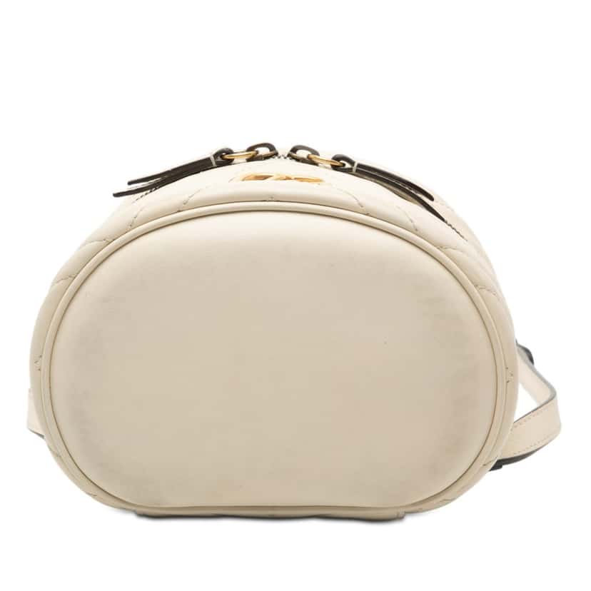 Gucci Mini GG Marmont Matelasse Leather Round Backpack White Leather Very good condition - Inside View