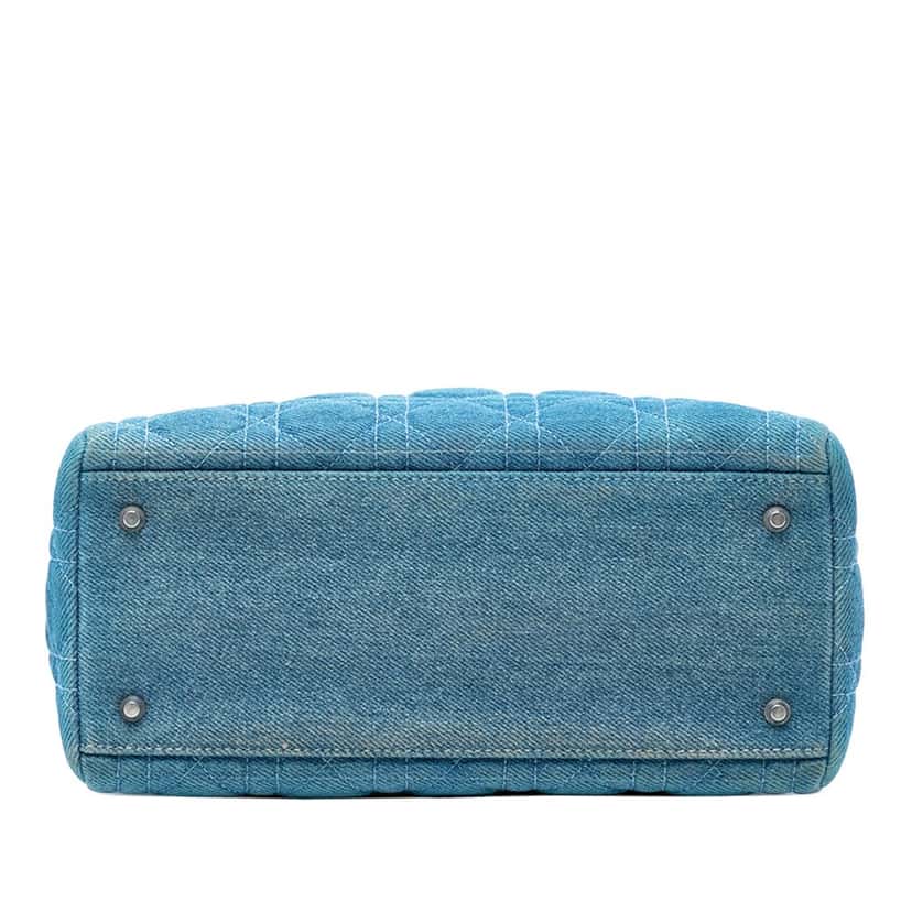 Dior Medium Denim Cannage Acrylic Handles Lady Dior Blue Very good condition - Inside View