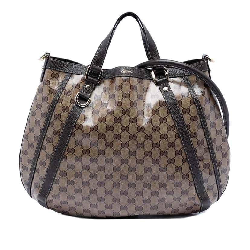Gucci GG Crystal Abbey D Ring Convertible Tote Beige Very good condition - Front View