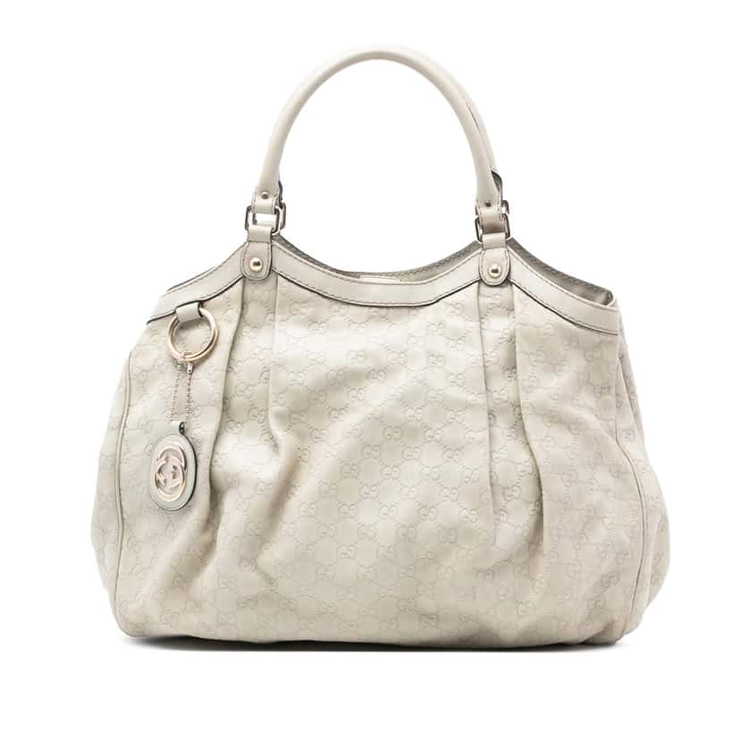 Gucci Large Guccissima Sukey Tote White Leather Very good condition - Front View