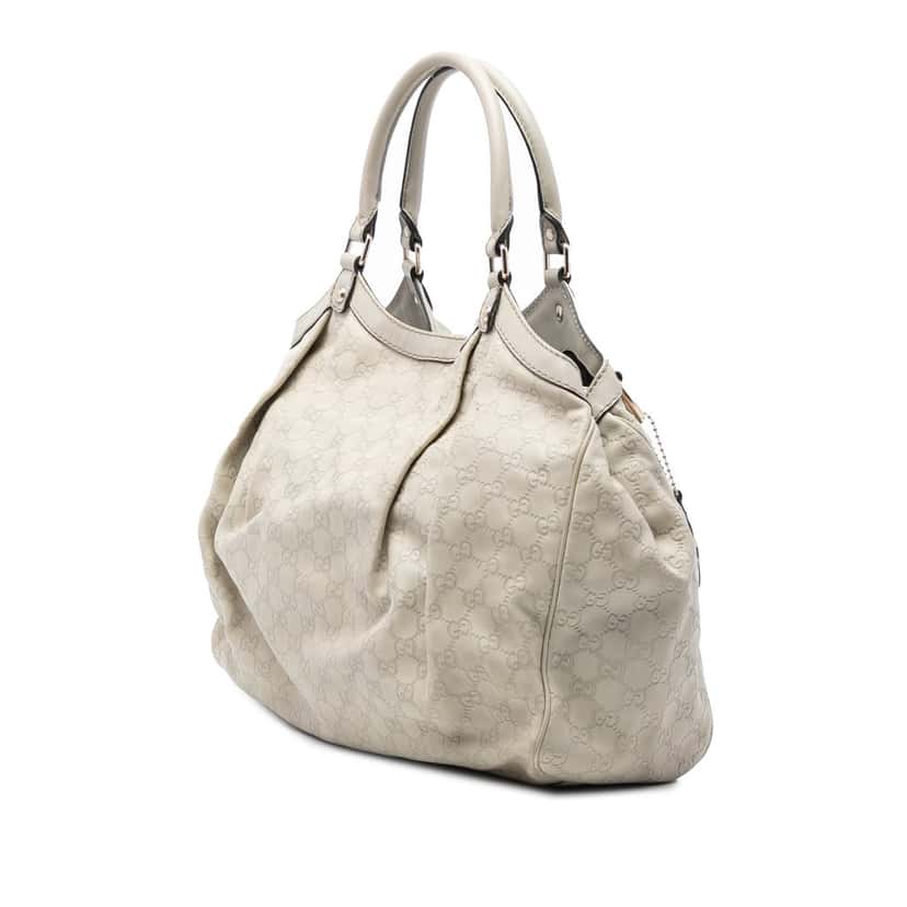Gucci Large Guccissima Sukey Tote White Leather Very good condition - Back View