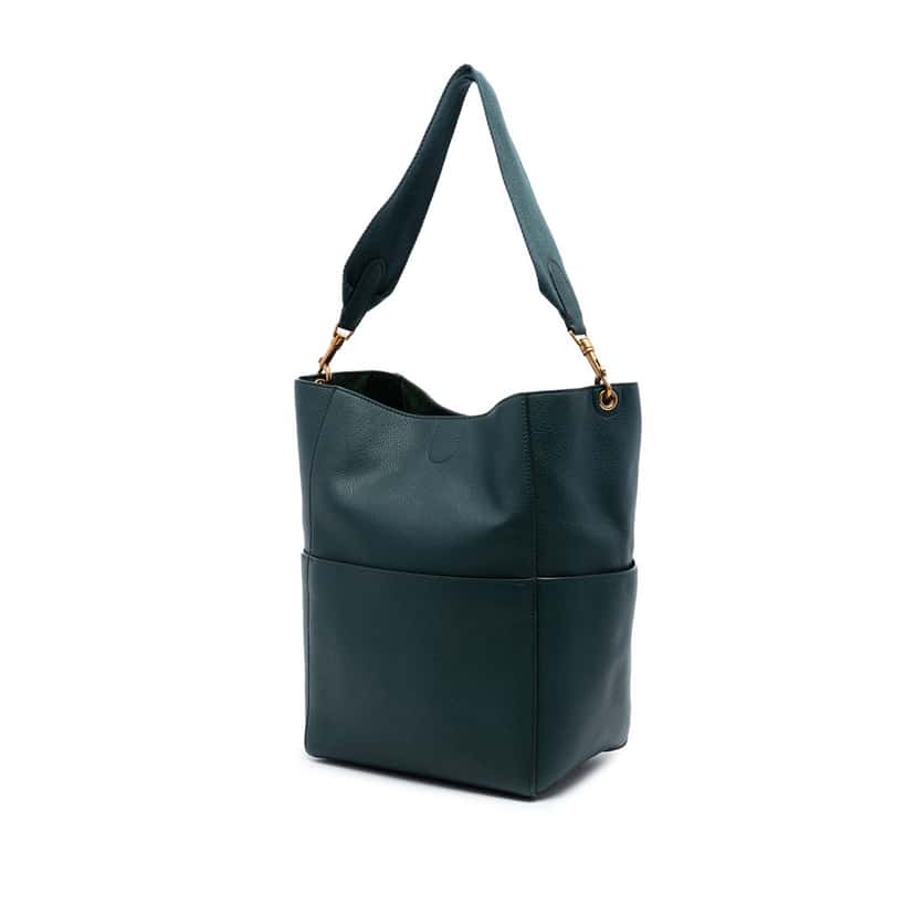 Celine Medium Leather Seau Sangle Bucket Bag Green Leather Very good condition - Back View