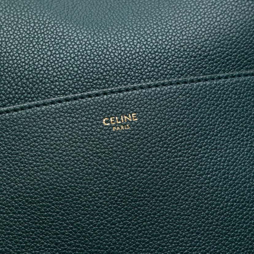 Celine Medium Leather Seau Sangle Bucket Bag Green Leather Very good condition - Box View