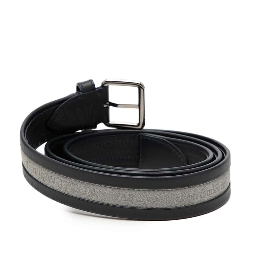 Louis Vuitton Leather Regatta Belt Blue Leather Never worn, with tag - Inside View