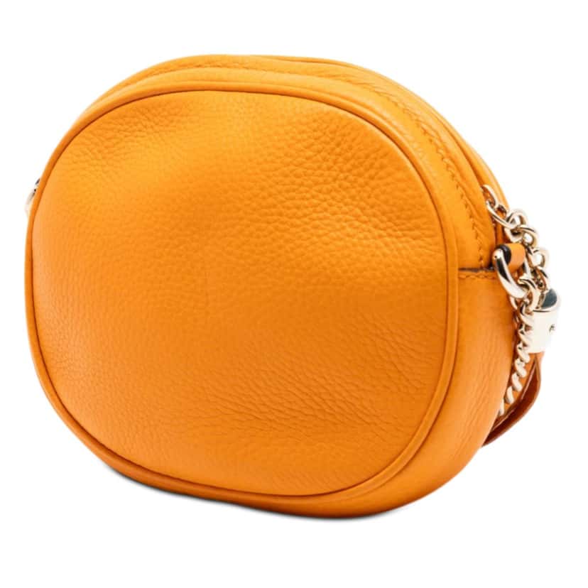 Gucci Mini Pebbled Calfskin Soho Chain Crossbody Orange Leather Very good condition - Back View