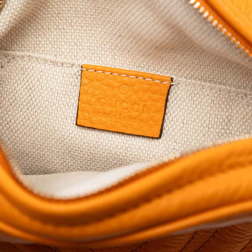 Gucci Mini Pebbled Calfskin Soho Chain Crossbody Orange Leather Very good condition - Box View