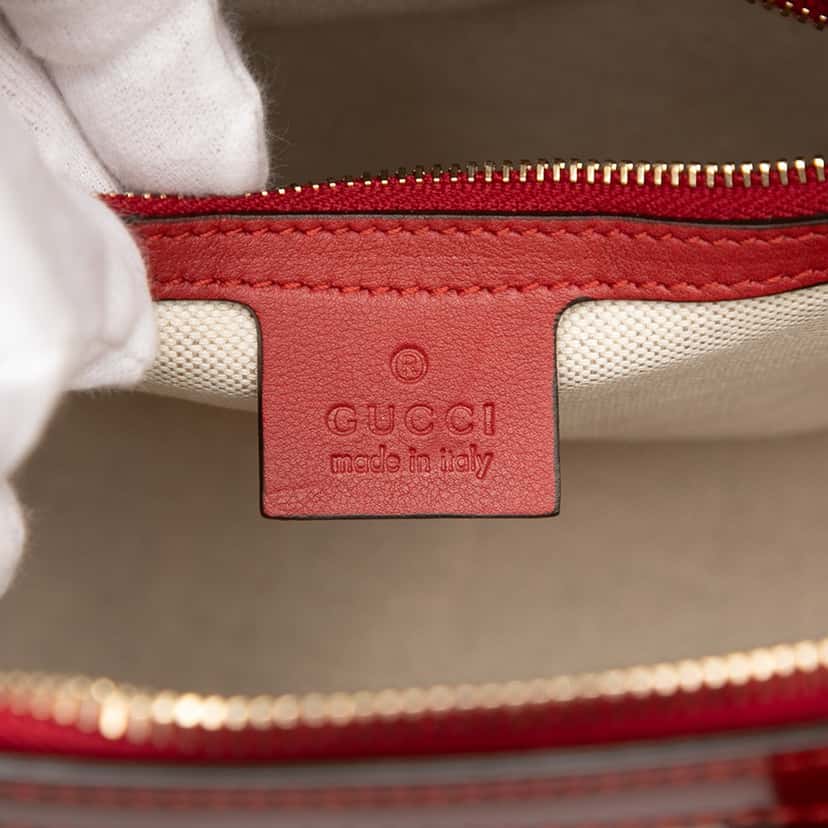 Gucci Small Microguccissima Patent Nice Dome Satchel Red Leather Very good condition - Box View