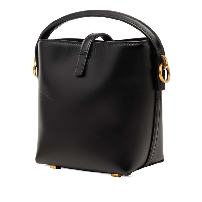 Saint Laurent Mini Shiny Calfskin Le 37 Bucket Bag Black Leather Very good condition - Back View