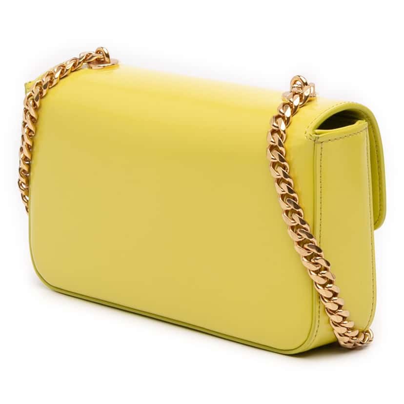 Celine Shiny Calfskin Claude Chain Shoulder Bag Yellow Leather Very good condition - Back View