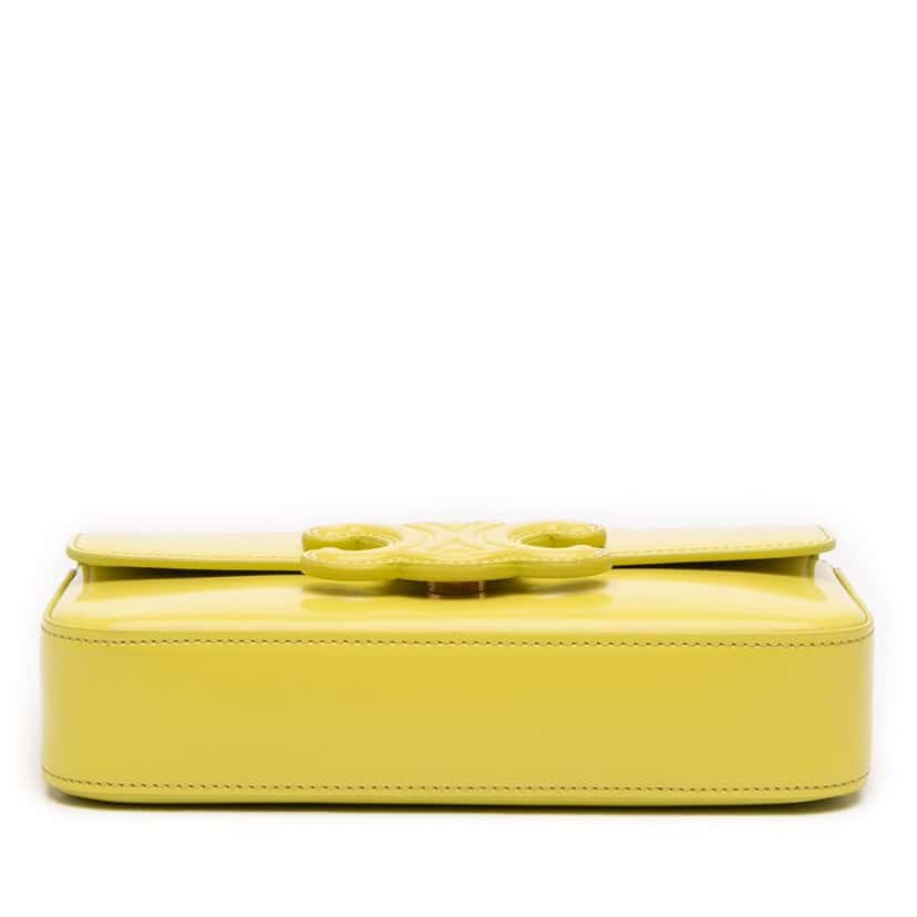 Celine Shiny Calfskin Claude Chain Shoulder Bag Yellow Leather Very good condition - Inside View