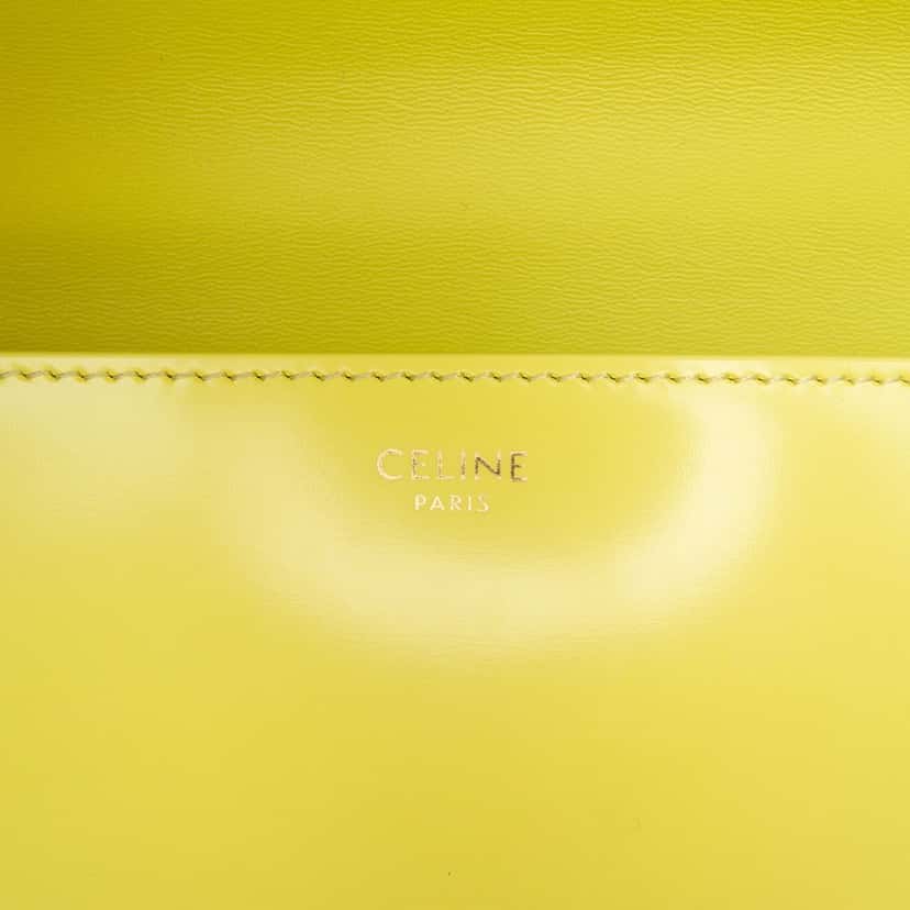 Celine Shiny Calfskin Claude Chain Shoulder Bag Yellow Leather Very good condition - Box View