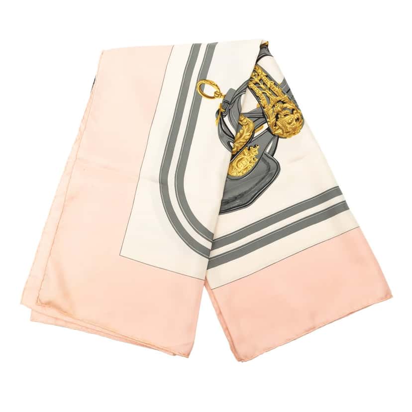 Hermès Brides de Gala Silk Scarf 90 Pink Very good condition - Front View