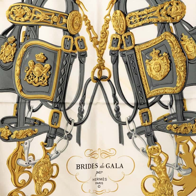 Hermès Brides de Gala Silk Scarf 90 Pink Very good condition - Inside View