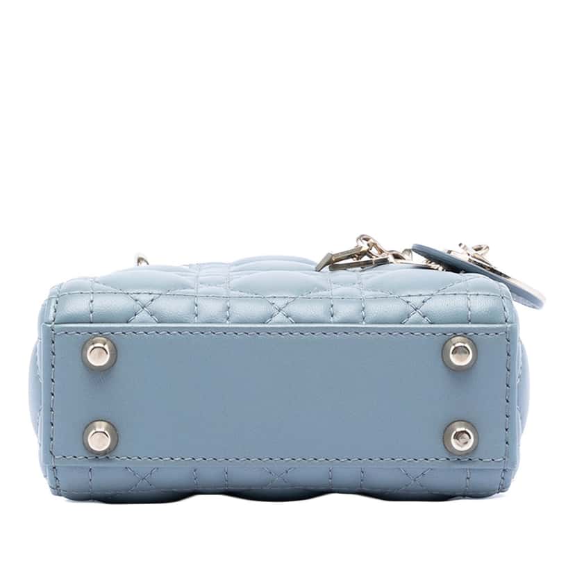 Dior Micro Lambskin Cannage Lady Dior Blue Leather Very good condition - Inside View