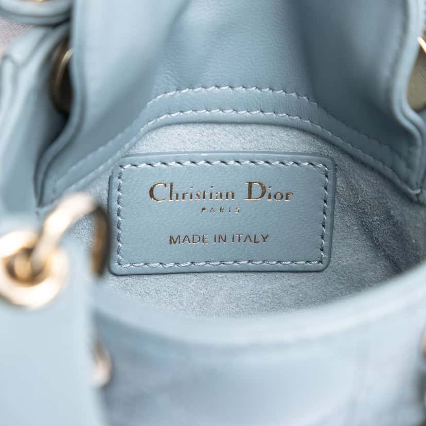 Dior Micro Lambskin Cannage Lady Dior Blue Leather Very good condition - Box View