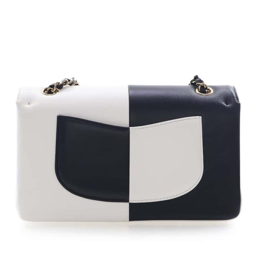 Chanel Medium Classic Bicolor Lambskin Geometric Colorblock Double Flap Black Leather Very good condition - Model View