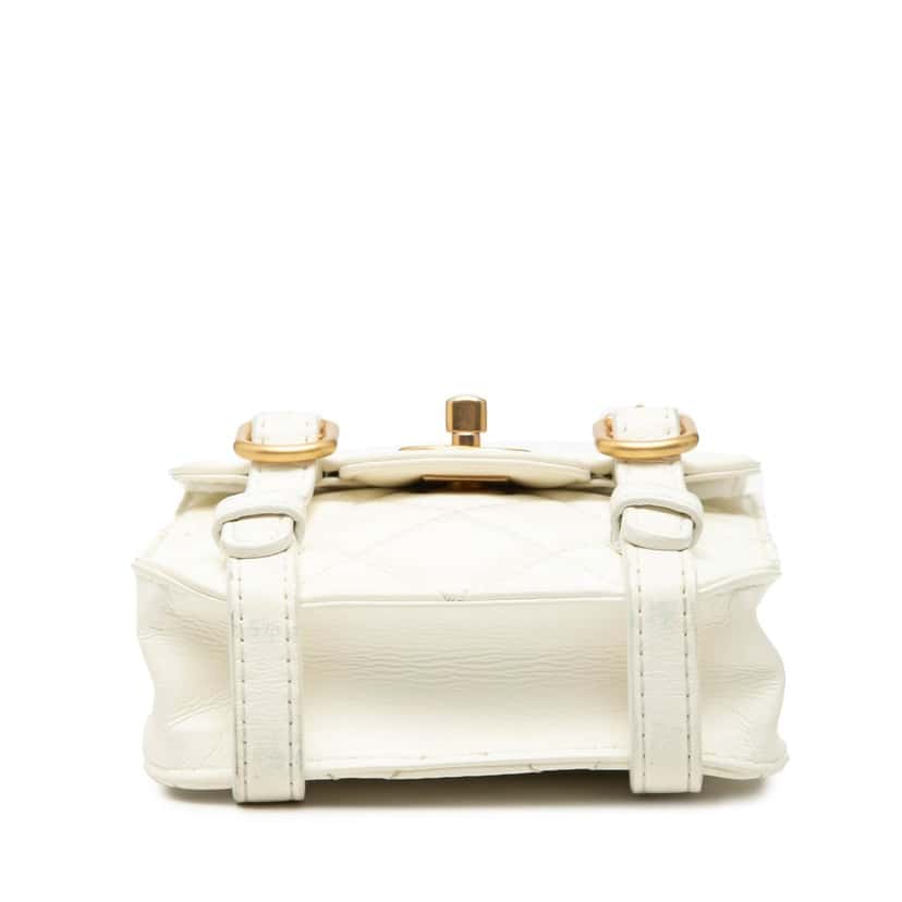 Chanel Mini Aged Calfskin City School Flap White Leather Very good condition - Inside View