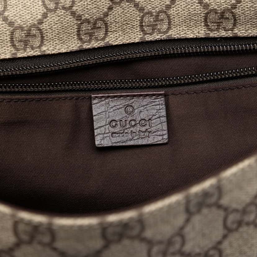 Gucci Medium GG Supreme Web Flap Messenger Bag Beige Very good condition - Box View