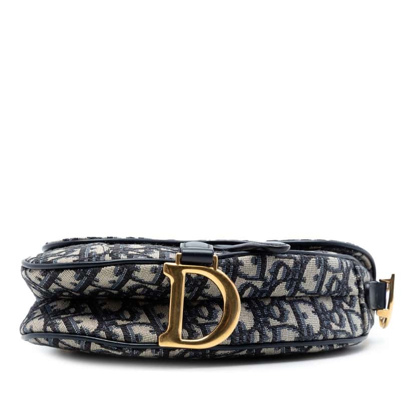 Dior Mini Oblique Canvas Saddle Bag Blue Very good condition - Inside View