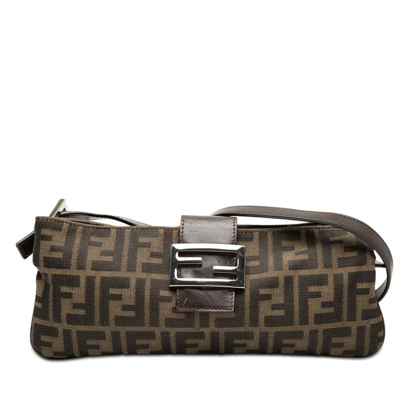 Fendi Zucca Canvas Shoulder Bag Brown Very good condition - Front View