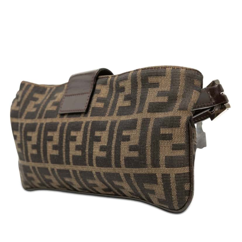 Fendi Zucca Canvas Shoulder Bag Brown Very good condition - Back View