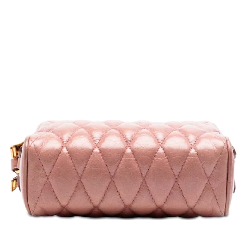 Miu Miu Matelasse Nappa Double Zip Camera Bag Pink Leather Very good condition - Inside View