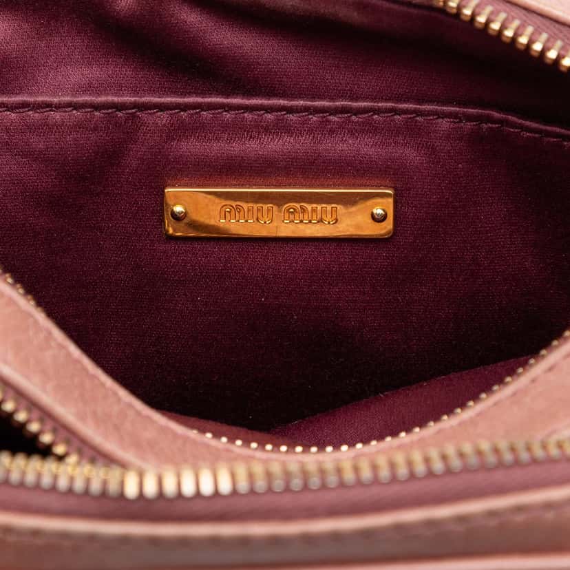 Miu Miu Matelasse Nappa Double Zip Camera Bag Pink Leather Very good condition - Box View
