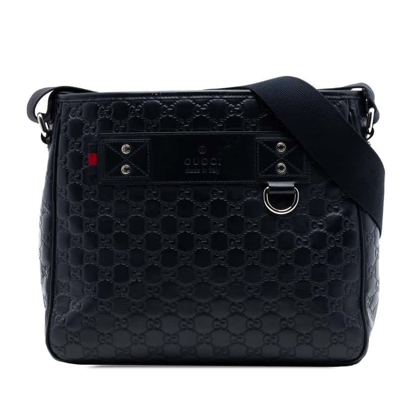 Gucci Guccissima Web Crossbody Black Leather Very good condition - Front View