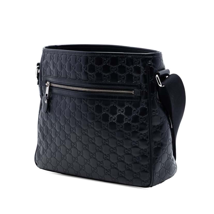 Gucci Guccissima Web Crossbody Black Leather Very good condition - Back View