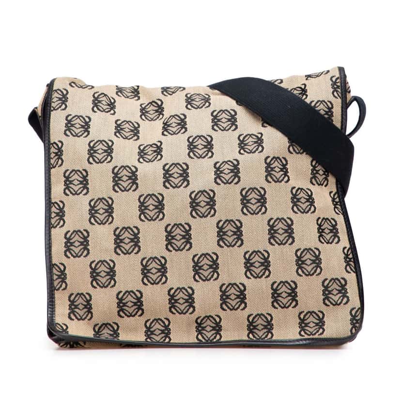 Loewe Anagram Canvas Messenger Bag Beige Very good condition - Front View